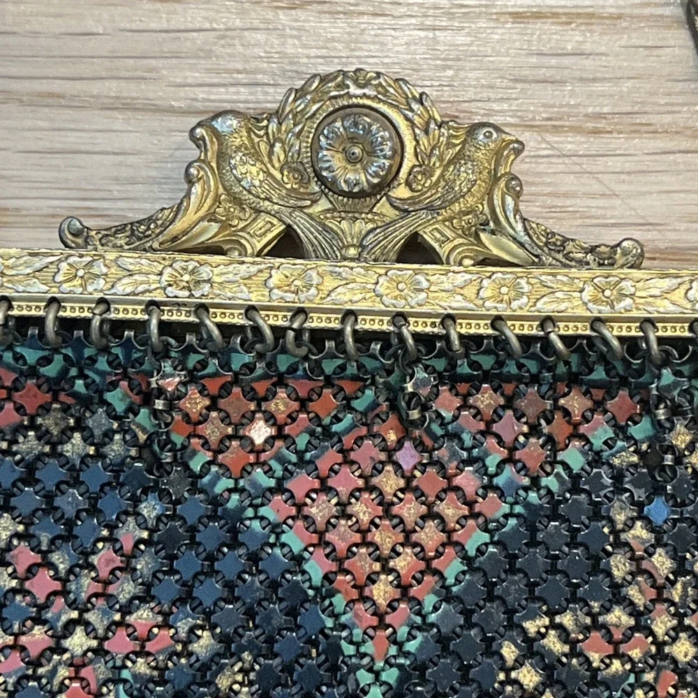 Antique Mandalian Mfg Co Art Deco Enamel Mesh Purse 1920s RARE
